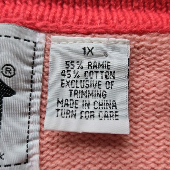 Storybook Knits Coral Pink Cardigan Sweater Sea Horsing Around‎ Size 1X Beaded - Picture 7 of 10